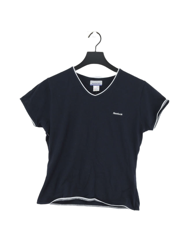 Reebok Women's Top UK 12 Blue Polyester with Cotton
