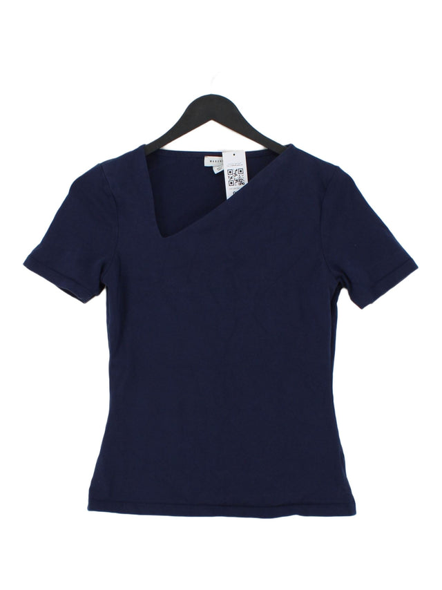 Warehouse Women's T-Shirt UK 10 Blue Cotton with Elastane