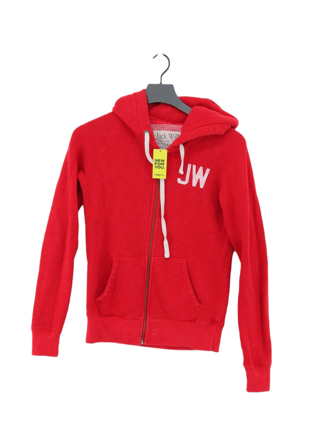 Jack Wills Women's Hoodie UK 8 Red Cotton with Polyester