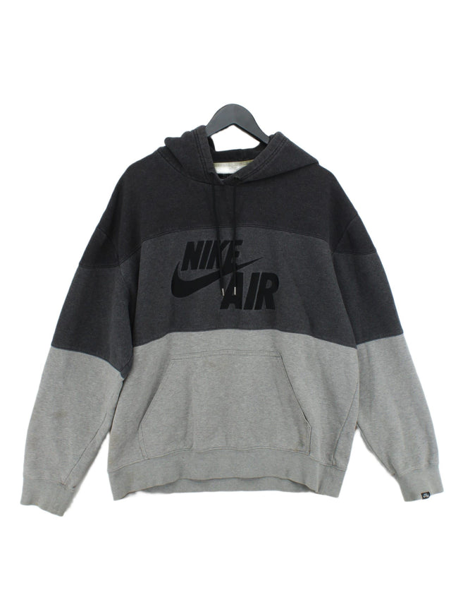 Nike Men's Hoodie L Grey Cotton with Polyester