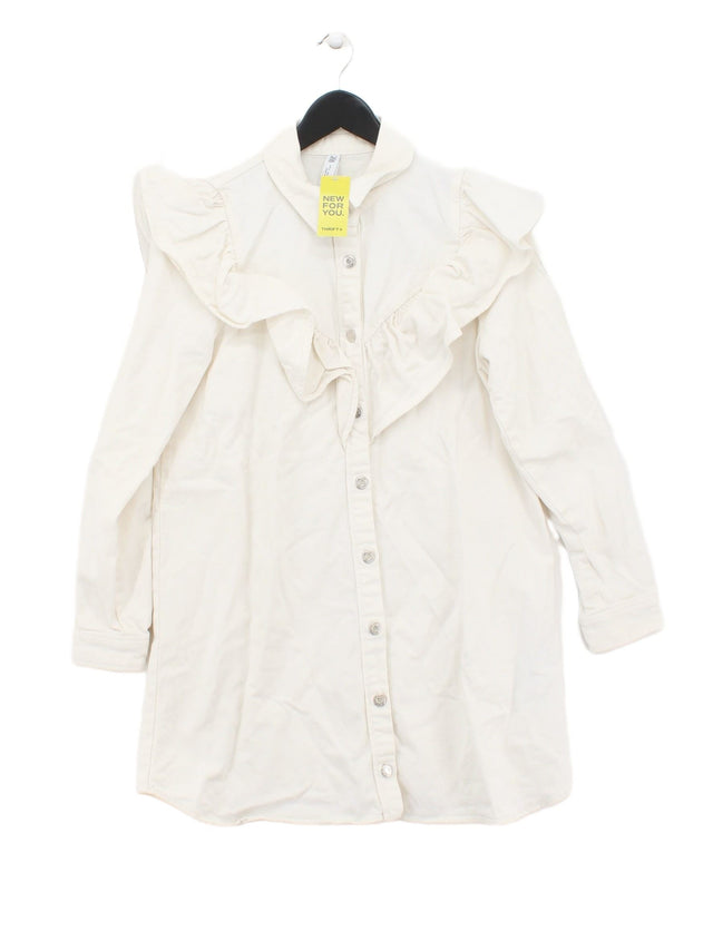 Zara Women's Midi Dress L White 100% Cotton