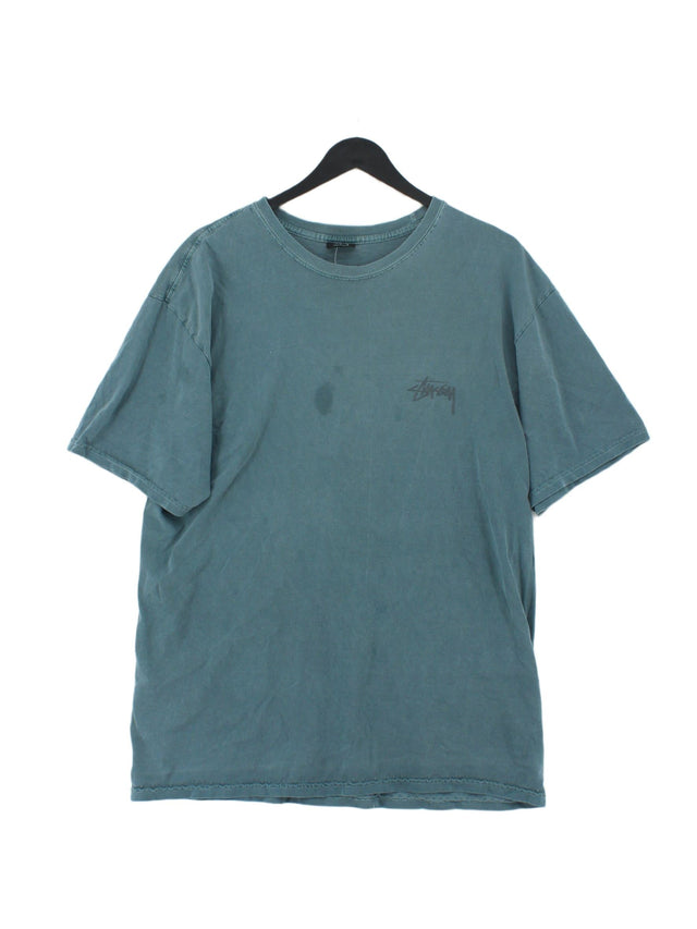 Stussy Men's T-Shirt L Blue 100% Cotton