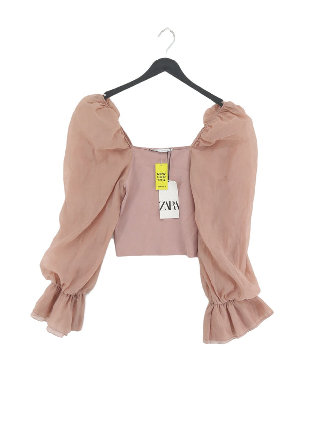 Zara Women's Blouse M Tan 100% Polyester
