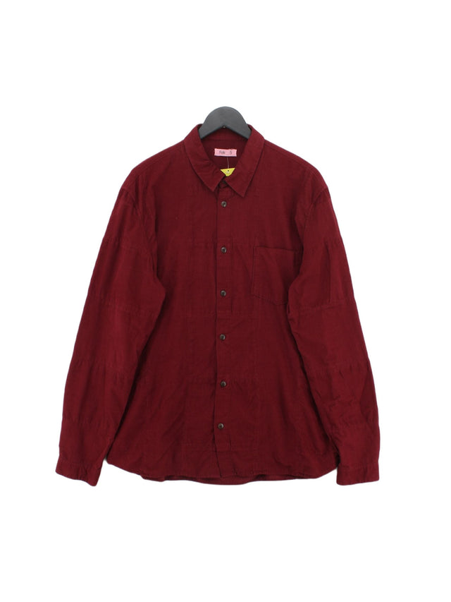 Folk Men's Shirt Chest: 44 in Red 100% Cotton
