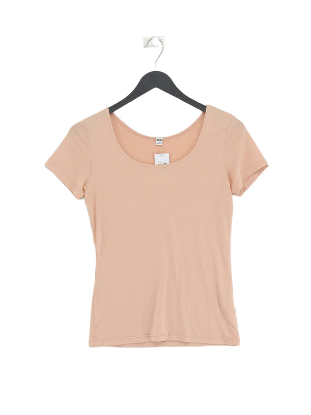 Uniqlo Women's Top S Tan Polyester with Acrylic, Rayon, Spandex
