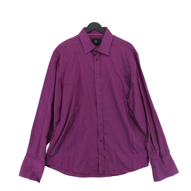 Next Men's Shirt Chest: 44 in Purple 100% Cotton