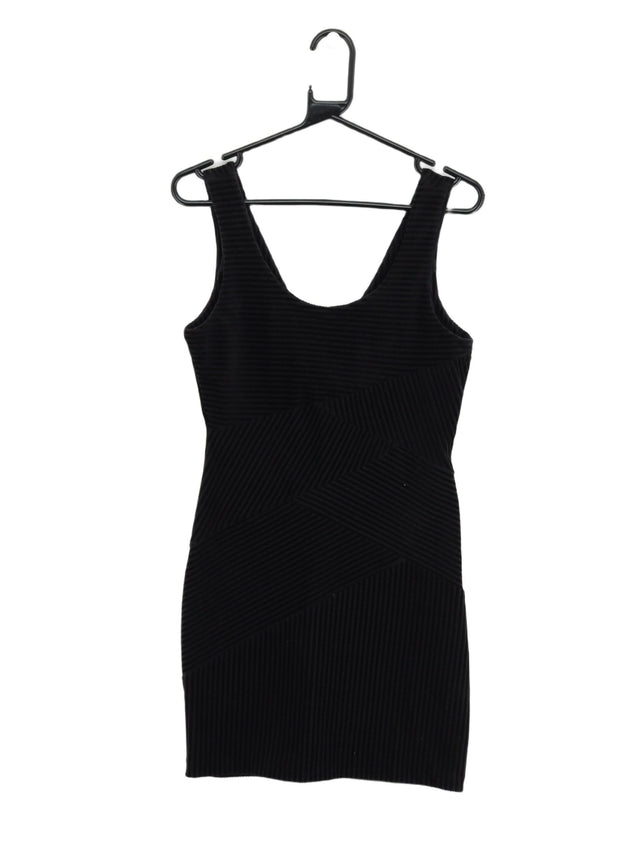 Vintage Women's Midi Dress UK 10 Black Polyester with Spandex