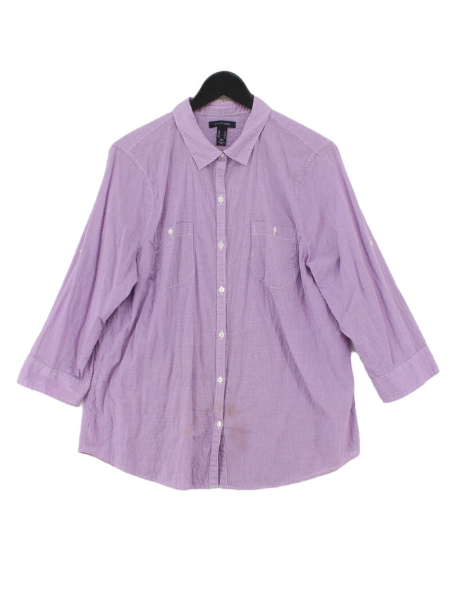 Lands End Women's Shirt UK 18 Purple Cotton with Elastane
