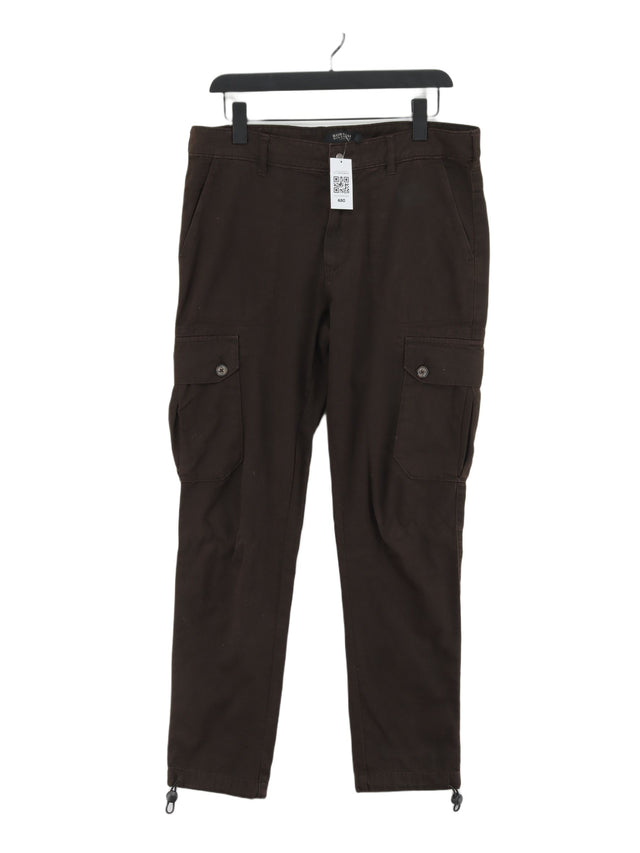 Burton Men's Trousers W 34 in Brown 100% Cotton