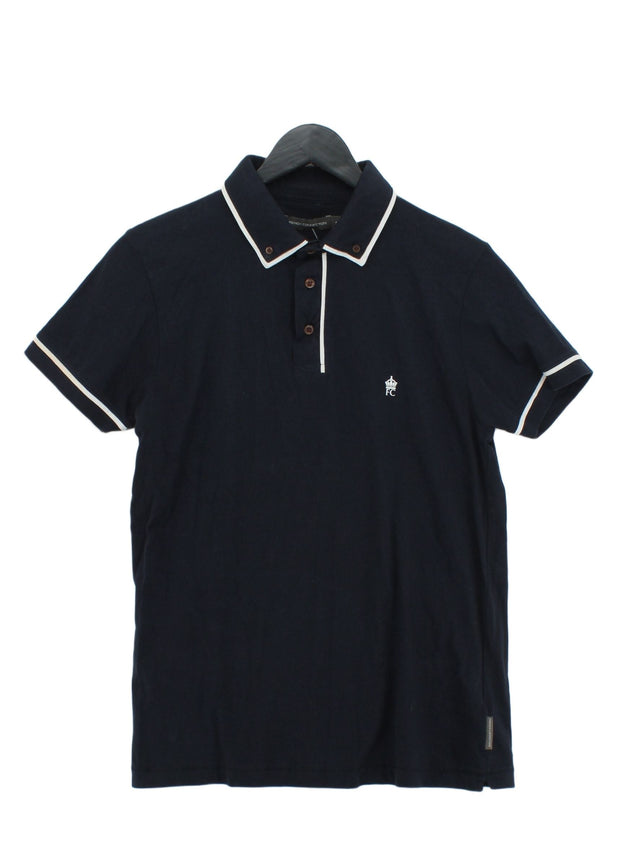 French Connection Men's Polo M Blue 100% Cotton