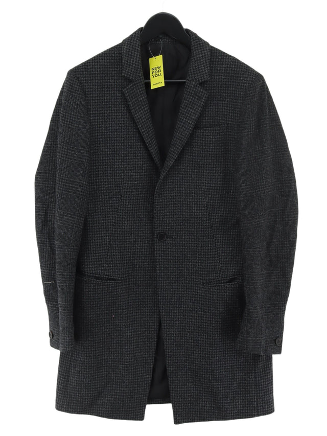 AllSaints Men's Blazer Chest: 36 in Grey Wool with Other, Polyester, Viscose