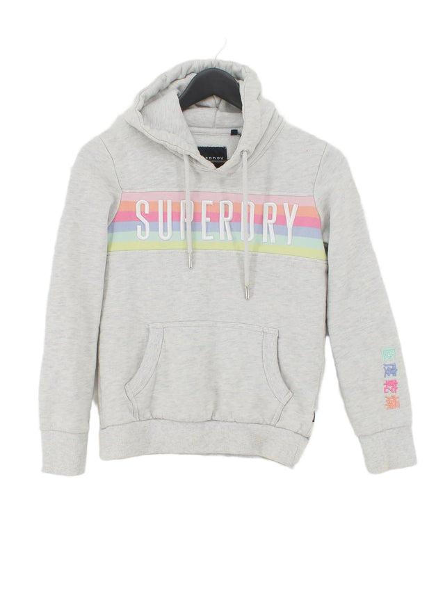 Superdry Women's Hoodie UK 8 Grey Cotton with Polyester