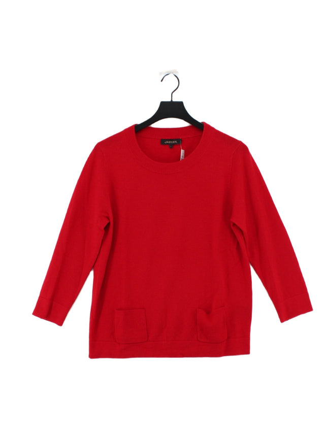 Jaeger Women's Jumper L Red Wool with Cashmere