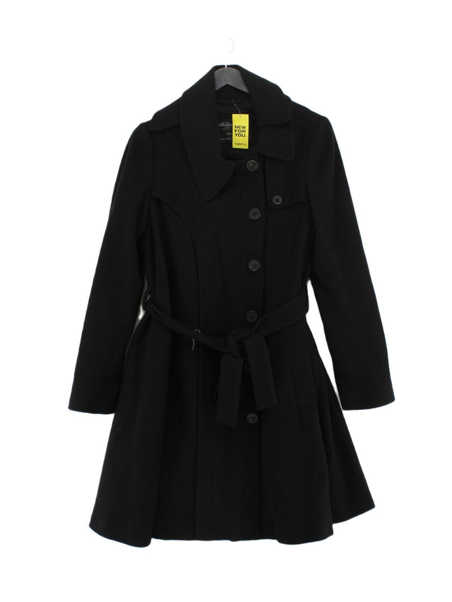 AllSaints Women's Coat UK 12 Black Cotton with Rayon, Viscose