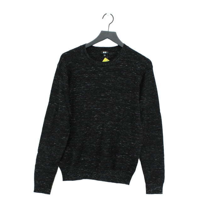 Uniqlo Men's Jumper M Black Cotton with Nylon, Polyamide, Wool