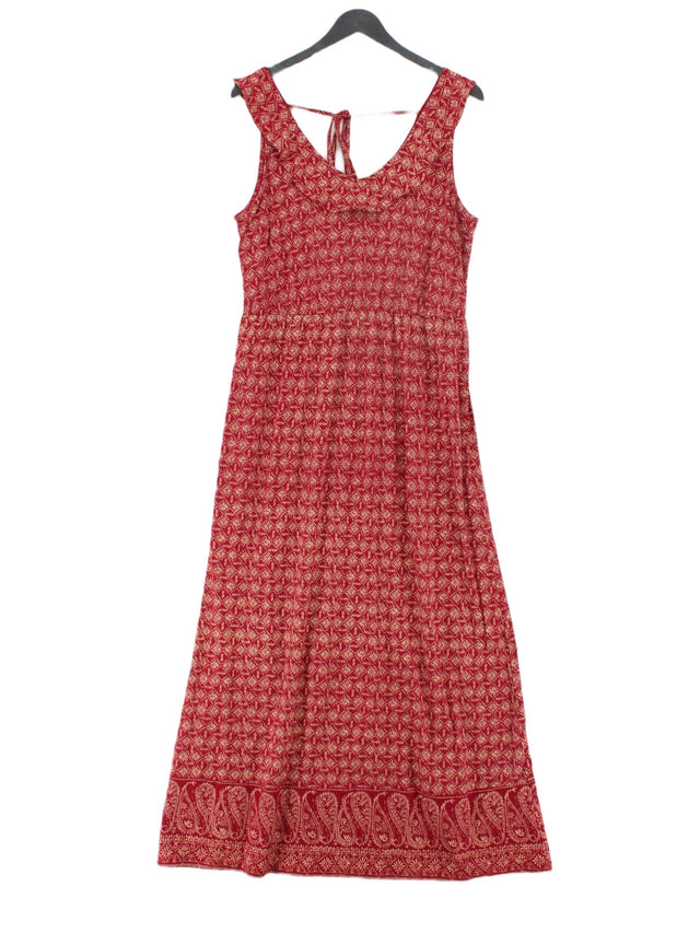 FatFace Women's Maxi Dress UK 14 Red Cotton with Elastane, Lyocell Modal