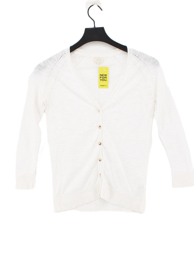 FatFace Women's Cardigan UK 6 White 100% Cotton