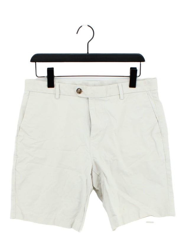 Reiss Men's Shorts W 32 in White Cotton with Elastane