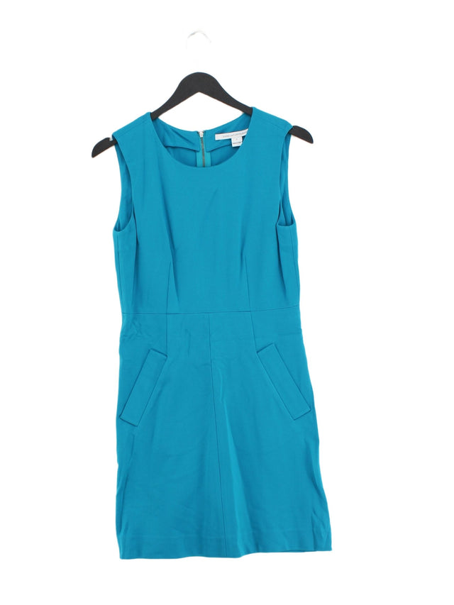 Diane Von Furstenberg Women's Midi Dress UK 6 Blue Rayon with Nylon, Spandex