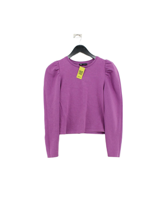 Zara Women's Jumper S Purple Cotton with Polyester
