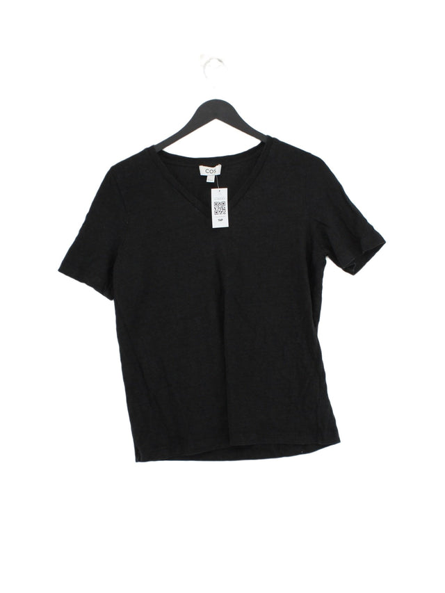 COS Women's T-Shirt S Black 100% Linen