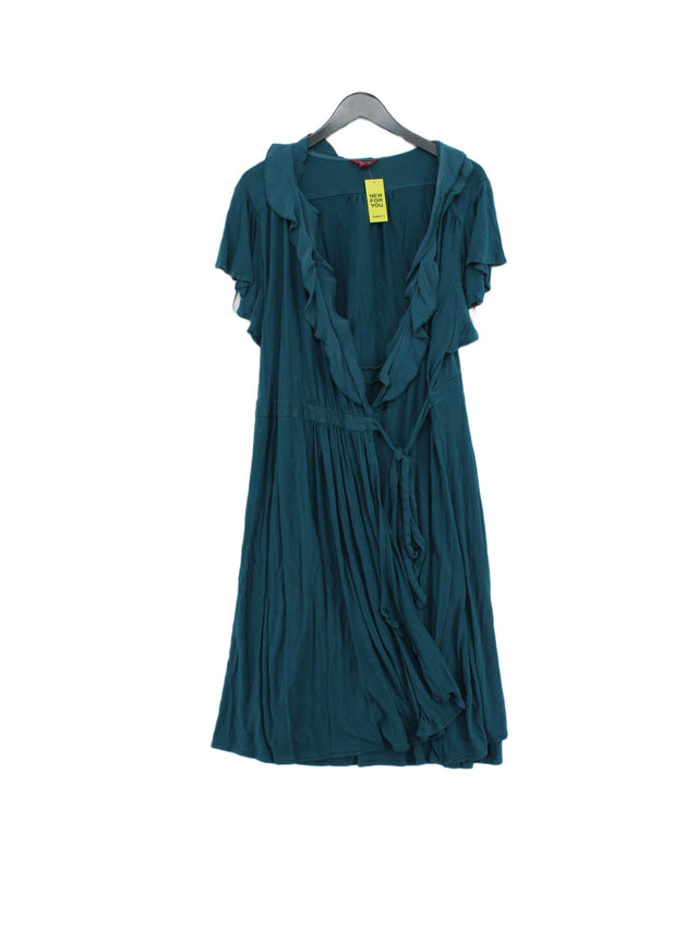 Monsoon Women's Midi Dress UK 20 Green Viscose with Silk