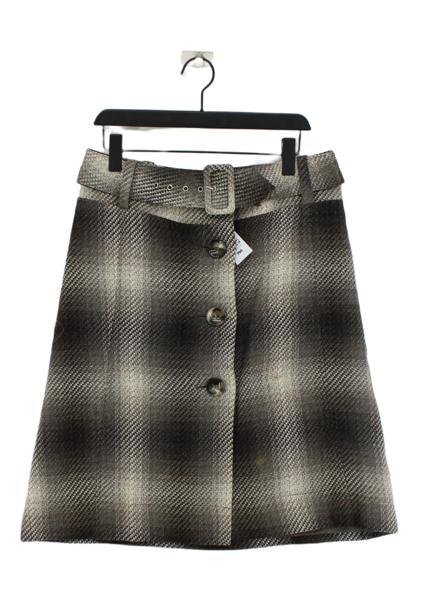 Next Women's Midi Skirt UK 10 Brown Wool with Acrylic, Polyester, Viscose