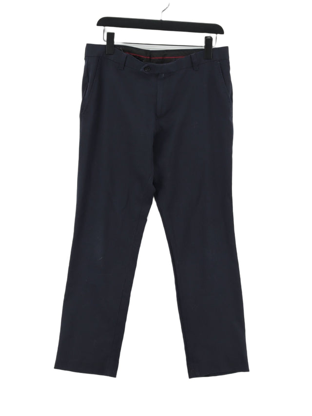 Next Men's Suit Trousers W 32 in Blue Polyester with Elastane, Viscose