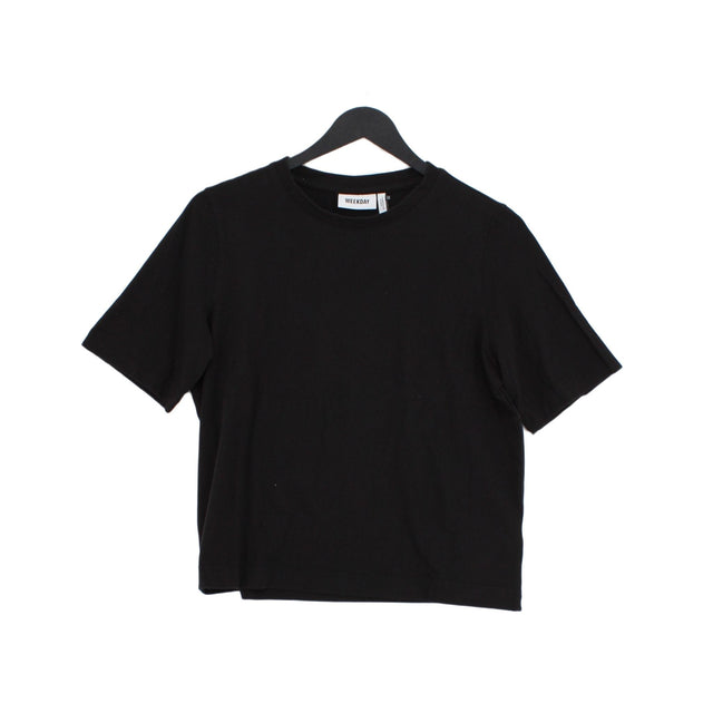 Weekday Women's T-Shirt XS Black Cotton with Elastane