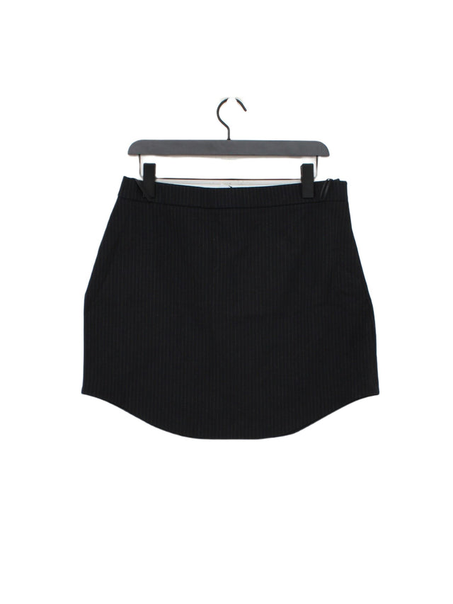 Zara Women's Midi Skirt XL Black Polyester with Elastane, Viscose