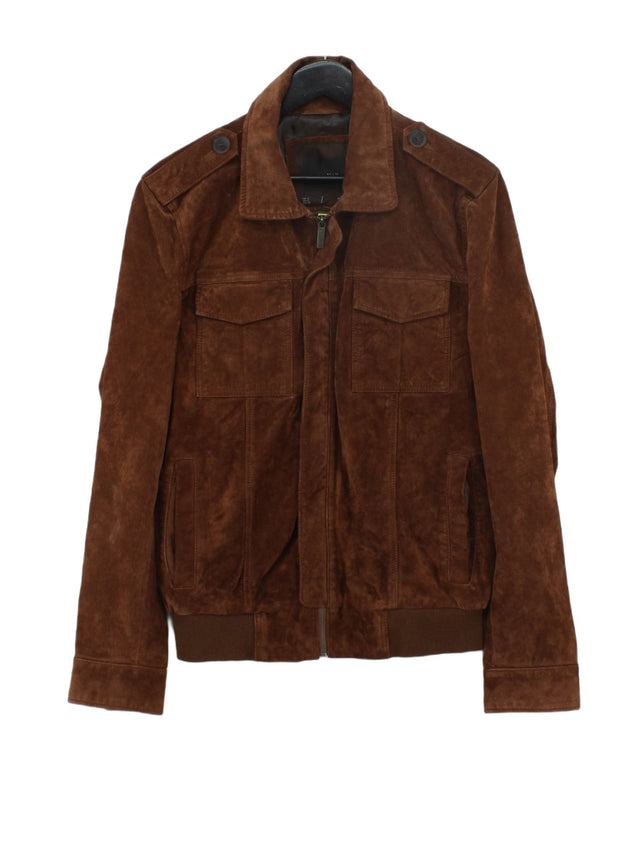 Zara Men's Jacket S Brown Polyester with Other, Viscose