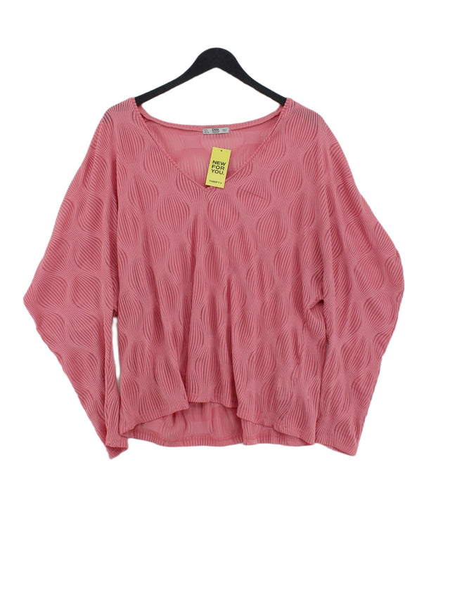 Zara Women's Blouse L Pink Polyester with Elastane