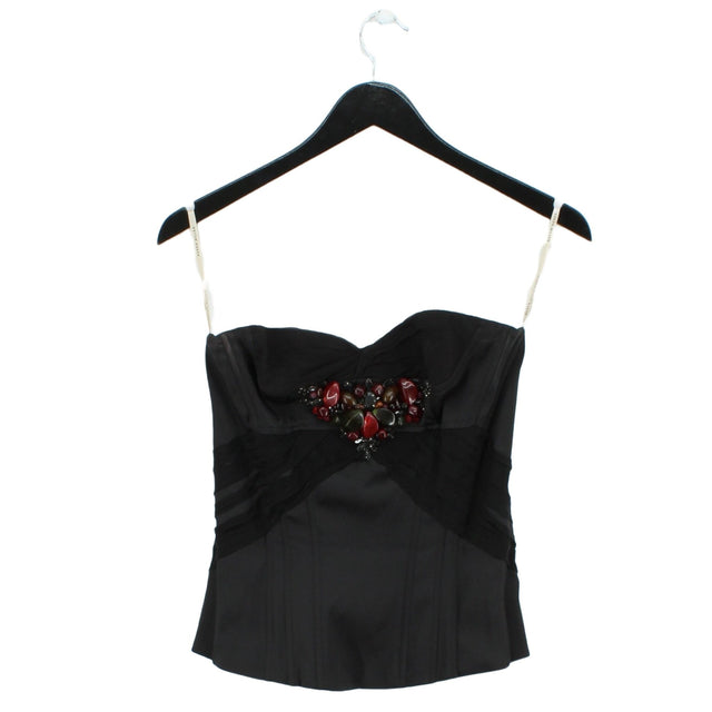 Karen Millen Women's Top UK 8 Black Polyester with Elastane, Nylon
