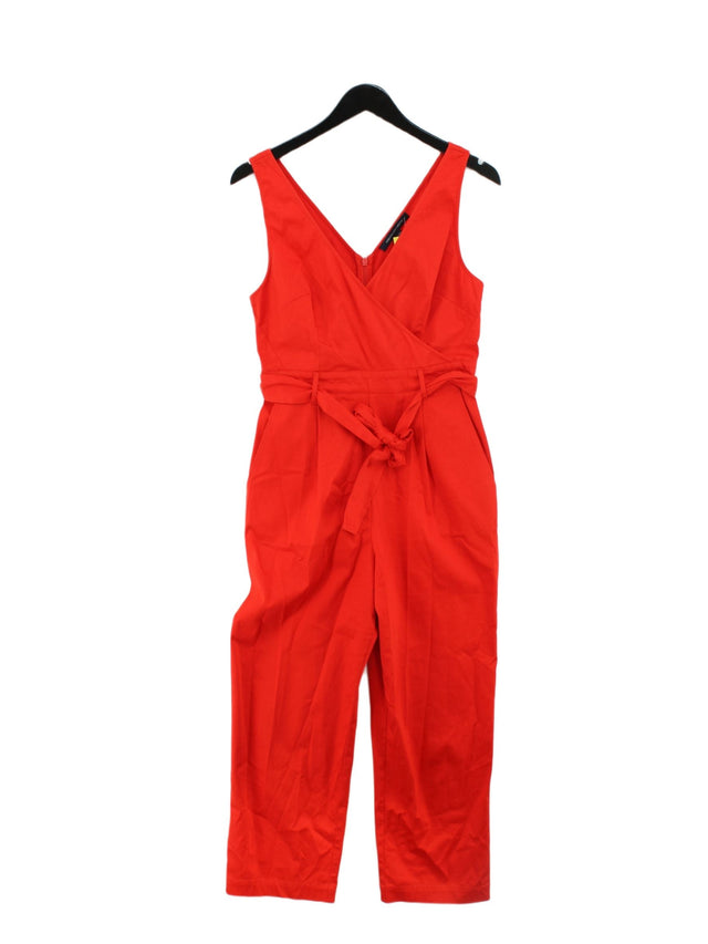 French Connection Women's Jumpsuit UK 10 Red Cotton with Spandex