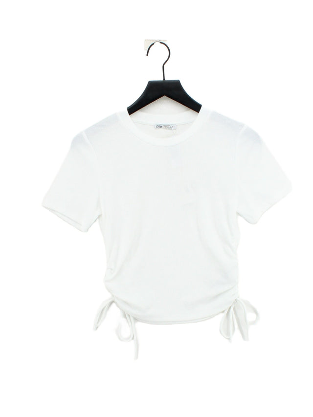 Zara Women's Top L White Polyester with Elastane