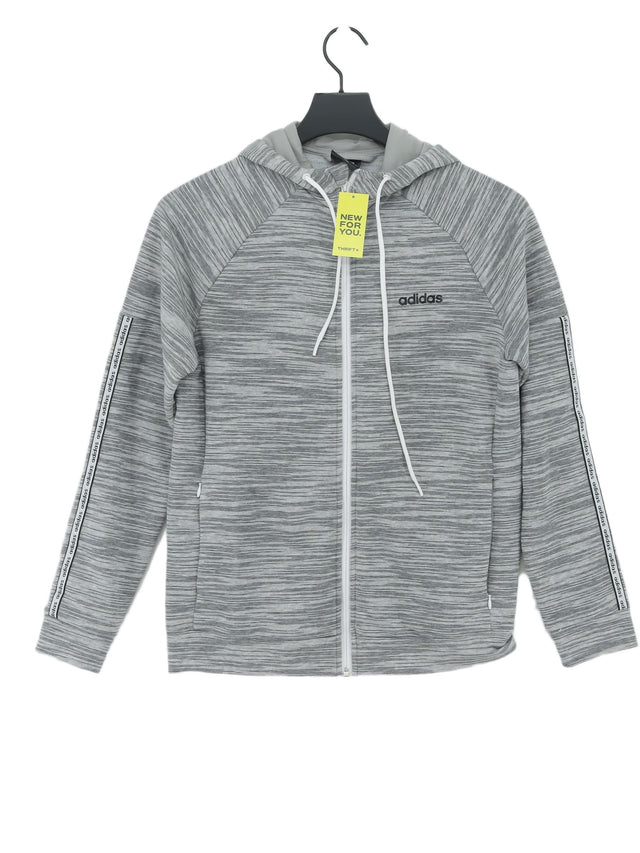 Adidas Women's Hoodie S Grey Cotton with Polyester