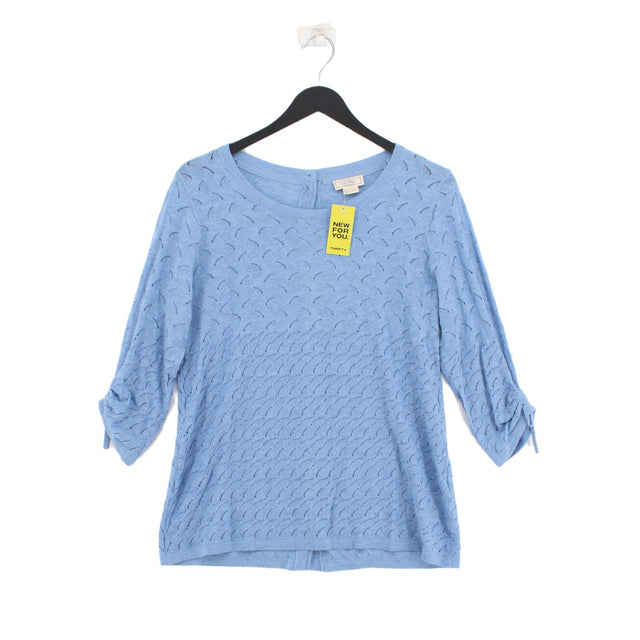 FatFace Women's Top UK 8 Blue Cotton with Polyester