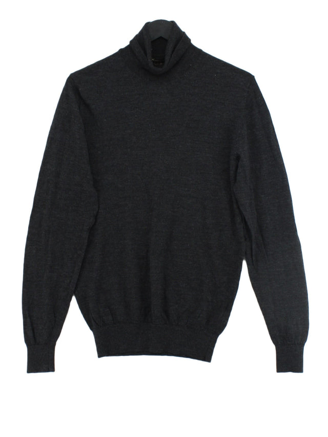 Massimo Dutti Men's Jumper L Grey Wool with Elastane