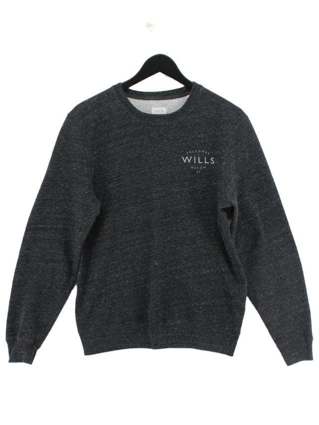 Jack Wills Men's Hoodie S Grey Cotton with Polyester