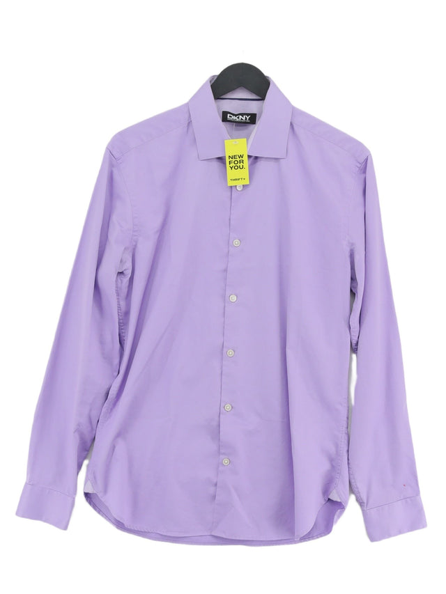DKNY Men's Shirt Collar: 15 in Purple Cotton with Elastane