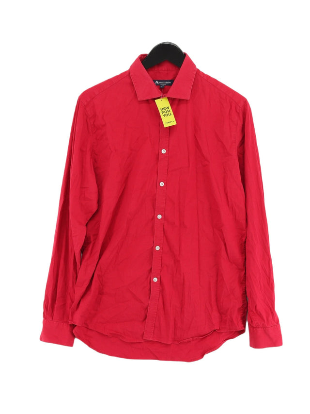 Aquascutum Men's Shirt L Red Cotton with Elastane, Polyamide