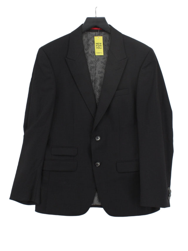 Roy Robson Men's Blazer L Black Wool with Other, Viscose