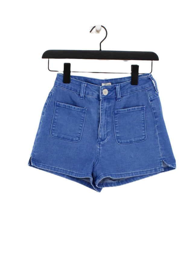 River Island Women's Shorts UK 8 Blue Cotton with Elastane, Polyester