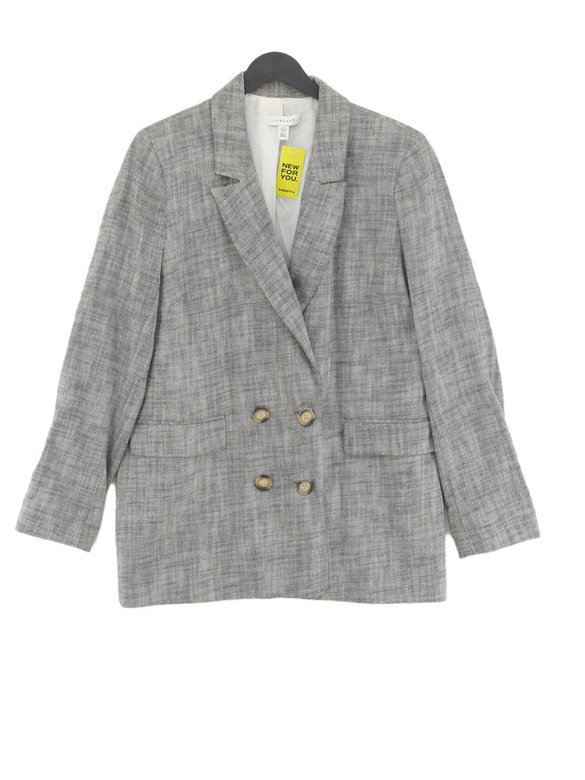 Topshop Women's Blazer UK 12 Grey 100% Cotton