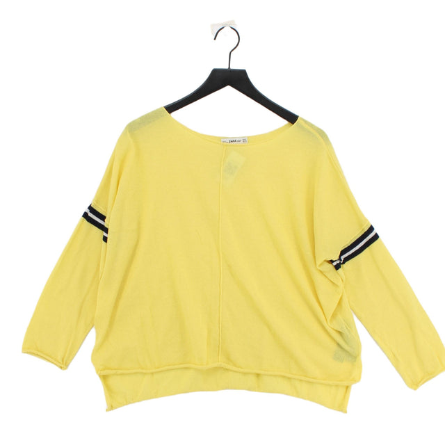 Zara Women's Top M Yellow Polyester with Cotton