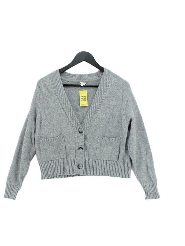 John Lewis Women's Cardigan UK 8 Grey Wool with Cotton, Viscose