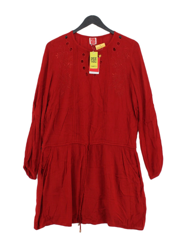 Miss Captain Women's Midi Dress UK 10 Red 100% Viscose