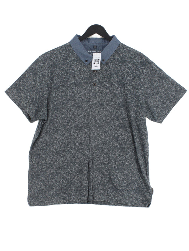 John Rocha Men's Polo L Grey 100% Cotton