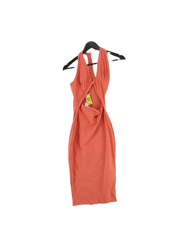 Oh Polly Women's Midi Dress UK 8 Orange Cotton with Elastane