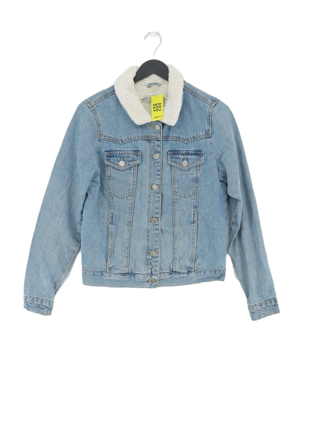 Topshop Women's Jacket UK 8 Blue Cotton with Polyester